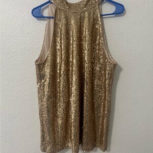 Gold Sequin Halter Blouse - Women's Sparkle Top